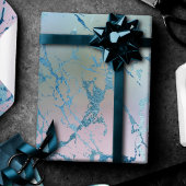 Papier Cadeau Marbre iridescent | Faux bleu rose holographique t