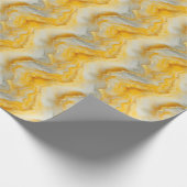 Papier Cadeau Marbre Jaune, Gris & Or (Coin)