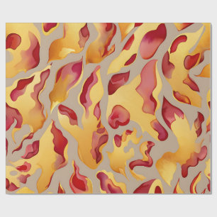 Papier Cadeau Marbre Liquide Abstrait Or Rouge