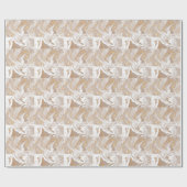 Papier Cadeau Marbre liquide beige, art de la ligne dorée. (Plat)