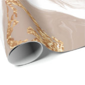 Papier Cadeau Marbre liquide beige avec or parties scintillant (Coin rond)