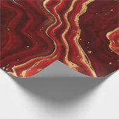 Papier Cadeau Marbre liquide rouge et or Abstrait (Coin)