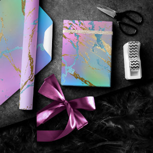 Papier Cadeau Marbre Millénaire Ombré Pastel Arc-en-ciel Joueu