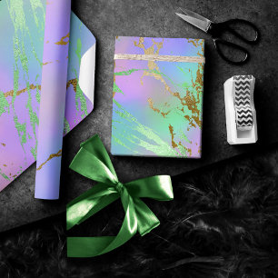 Papier Cadeau Marbre Millénaire Ombré Pastel Arc-en-ciel Joueu
