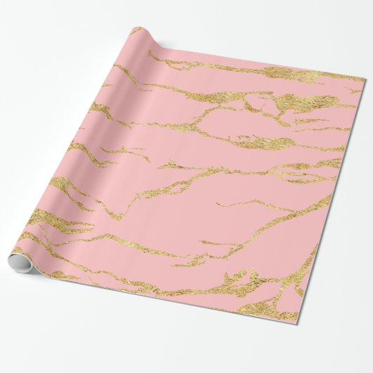 Papier Cadeau Marbre moderne avec faux or (Déroulé)