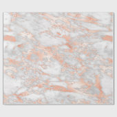 Papier Cadeau Marbre moderne blanc et or rose (Plat)