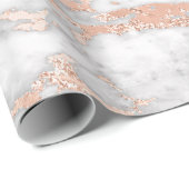 Papier Cadeau Marbre moderne blanc et or rose (Coin rond)