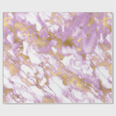 Papier Cadeau Marbre Moderne Violet Clair, Blanc et Or (Plat)