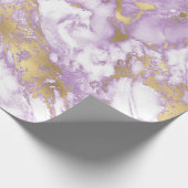 Papier Cadeau Marbre Moderne Violet Clair, Blanc et Or (Coin)