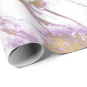 Papier Cadeau Marbre Moderne Violet Clair, Blanc et Or (Coin rond)