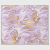 Papier Cadeau Marbre moderne violet clair, blanc et or (Plat)