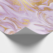 Papier Cadeau Marbre moderne violet clair, blanc et or (Coin)