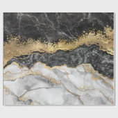 Papier Cadeau Marbre noir avec or assez (Plat)