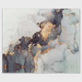 Papier Cadeau Marbre noir blanc or (Plat)