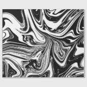 Papier Cadeau Marbre noir et blanc tourbillonnant Moderne Glamou (Plat)
