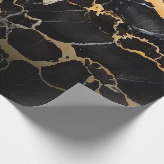 Papier Cadeau Marbre noir et doré (Coin)