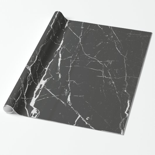 Papier Cadeau Marbre noir et gris clair Motif (Déroulé)