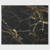 Papier Cadeau Marbre Noir Et Or (Plat)
