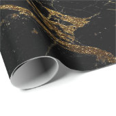 Papier Cadeau Marbre Noir Et Or (Coin rond)