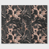 Papier Cadeau Marbre noir et or Rose (Plat)