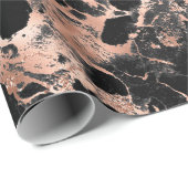 Papier Cadeau Marbre noir et or Rose (Coin rond)