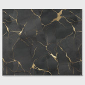 Papier Cadeau Marbre Noir Or (Plat)