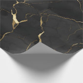 Papier Cadeau Marbre Noir Or (Coin)
