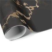Papier Cadeau Marbre noir, or (Coin rond)