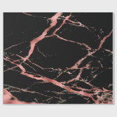 Papier Cadeau Marbre noir rose tendance brillant (Plat)
