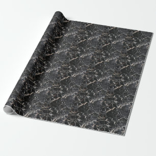 Papier Cadeau Marbre noir : texture abstraite naturelle.