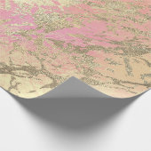Papier Cadeau Marbre Or Rose de Champaigne Peach Éclats métalliq (Coin)
