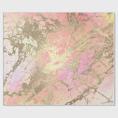 Papier Cadeau Marbre Or Rose de Champaigne Peach Éclats métalliq (Plat)