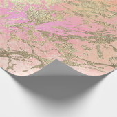 Papier Cadeau Marbre Or Rose de Champaigne Peach Éclats métalliq (Coin)
