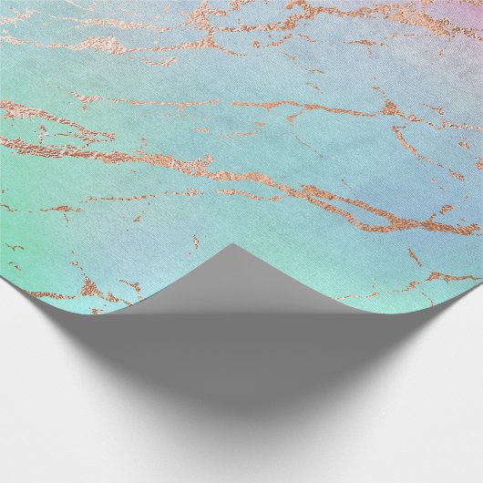 Papier Cadeau Marbre or rose vert d'anniversaire mariage emballa (Coin)