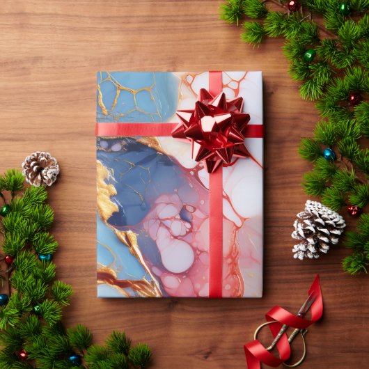 Papier Cadeau Marbre pastel avec élégance dorée (Cadeau de vacances)