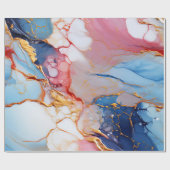 Papier Cadeau Marbre pastel avec élégance dorée (Plat)