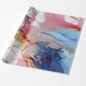 Papier Cadeau Marbre pastel avec élégance dorée (Déroulé)