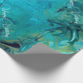 Papier Cadeau Marbre personnalisable effet texturé bleu émeraude (Coin)