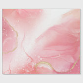 Papier Cadeau Marbre rose avec paillettes tout usage  (Plat)