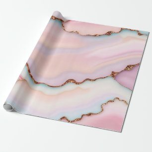 Papier Cadeau Marbre rose clair Agate Collection moderne