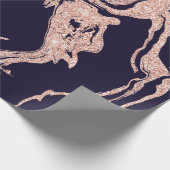 Papier Cadeau marbre Rose en parties scintillant d'or bleu marin (Coin)