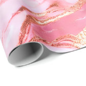 Papier Cadeau Marbre rose et or (Coin rond)