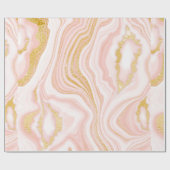Papier Cadeau Marbre rose et texture or (Plat)