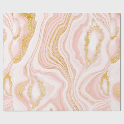 Papier Cadeau Marbre rose et texture or (Plat)