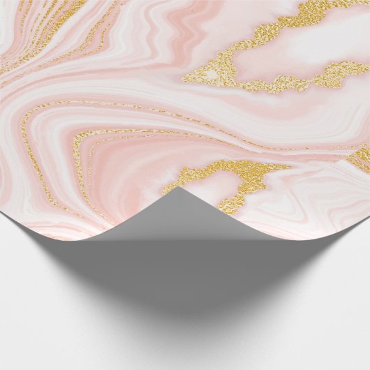 Papier Cadeau Marbre rose et texture or (Coin)