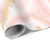 Papier Cadeau Marbre rose et texture or (Coin rond)