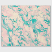 Papier Cadeau Marbre rose et Turquoise vernis Luxe (Plat)