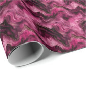 Papier Cadeau Marbre Rose Foncé & Or (Coin rond)
