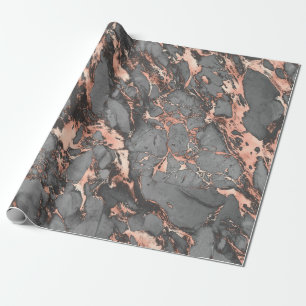 Papier Cadeau Marbre rose gris or design moderne