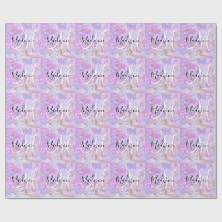 Papier Cadeau Marbre Rose Lavande Moderne Monogramme Nom Or
